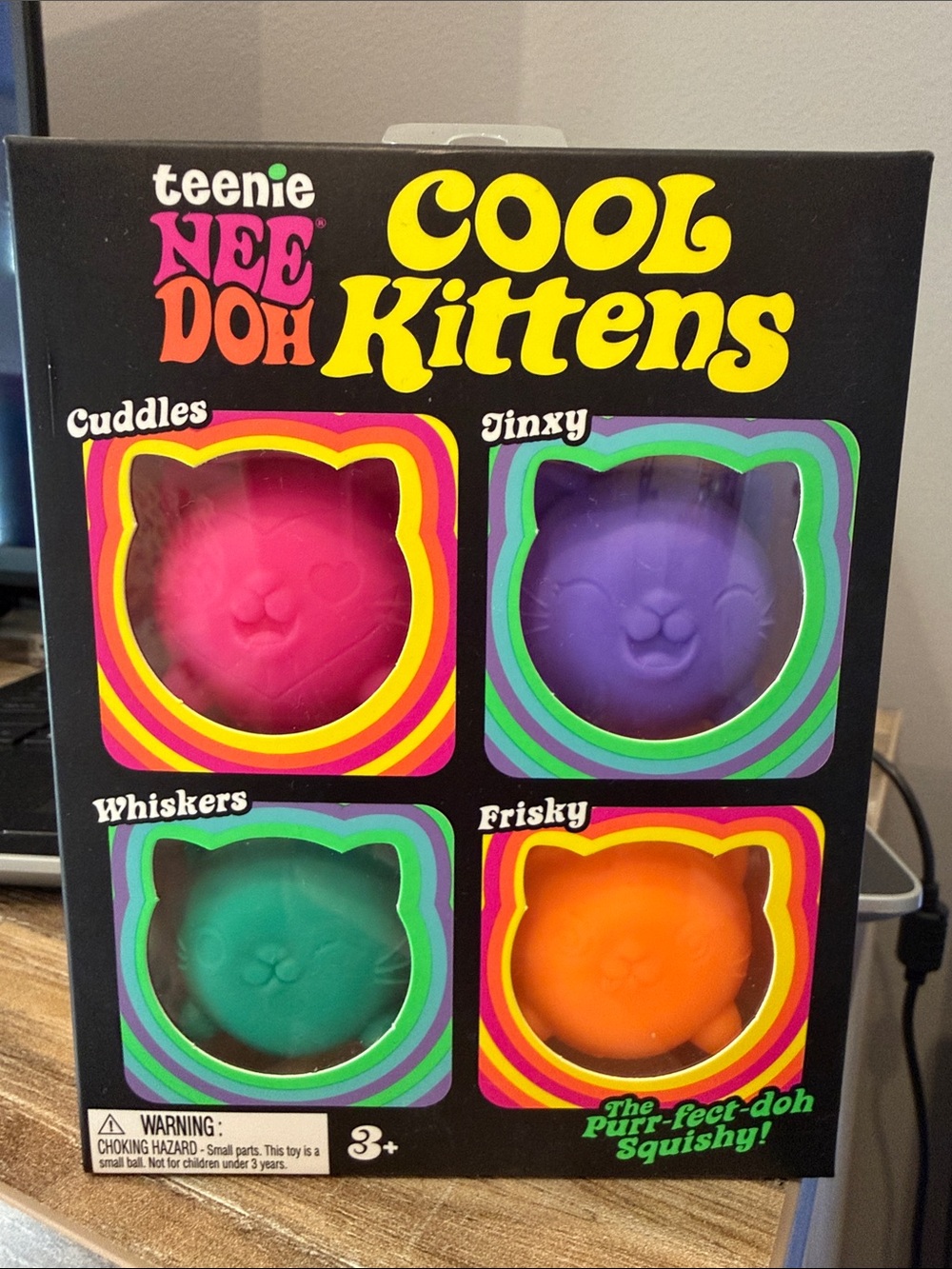 Needoh Teenie Cool Kittens Squishy Toy Set - Pink, Purple, Teal, Orange